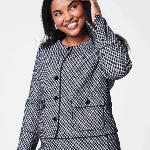 Spanx Ponte Lady Jacket in Jacquard in Classic Black Plaid - Picture 2 of 12